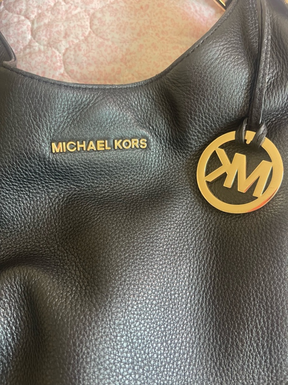 Michael Kors Black Pebbled Leather Shoulder Hobo with Gold Hardware - Picture 3 of 10
